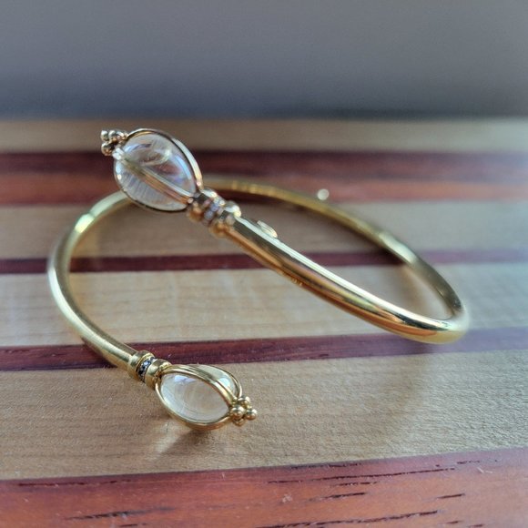 Temple St Clair 18k Gold Cuff Bracelet Crystal RARE